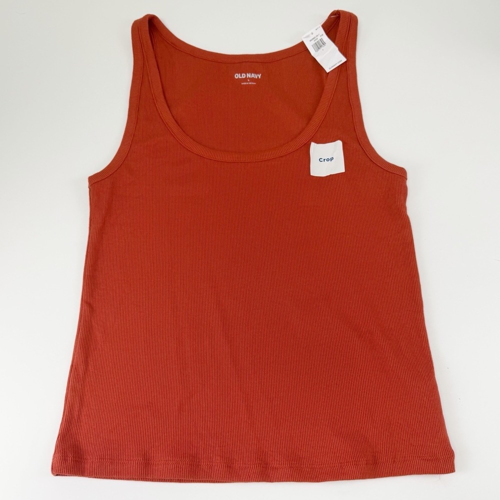 Old Navy Shirt Womens Large Red Tank Top Cropped Ribbed Stretch NWT NEW